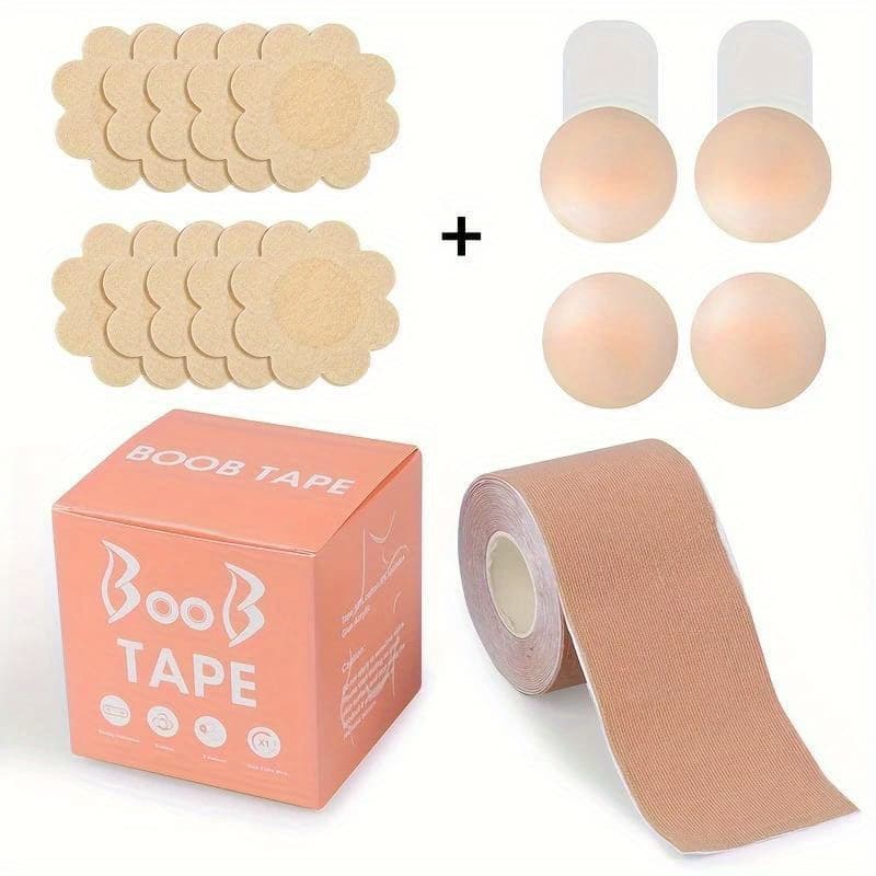 TEMU Strapless Dress Support Bra Set - Seamless, Silicone With Sticky Cover And Chest Tape, Ladies Underwear Accessories, Invisible Bra | Invisible Underwear | Silicone Tape