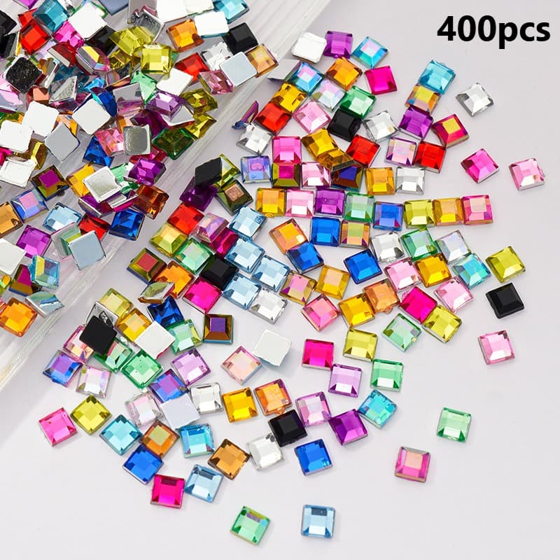 TEMU 400pcs 0.6cm/0.24in Acrylic Flat Bottomed Tabletop Square Ab Shoe Material Phone Case Sticker Jewelry Additions