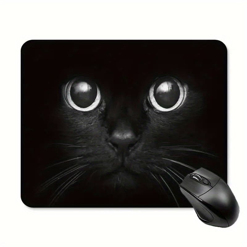 TEMU 1pc, Black Cat Abstract , Abstract Art Small Size Gaming Mouse Pad, Esports Office Keyboard Mat, Computer Mouse Anti-slip Pad