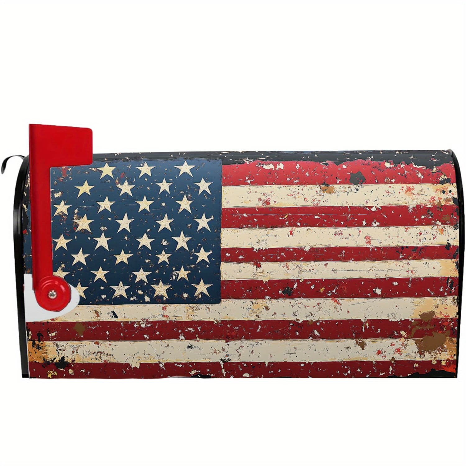 TEMU 1pc, Vintage Patriotic Style Weathered American Flag Pattern .s. Magnetic Mailbox Cover Standard Size 21x18 Inches Suitable For Garden Courtyard Home Decor