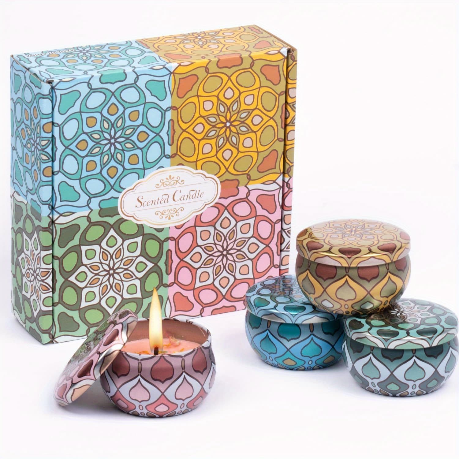 TEMU 4 Pack Candles Set Natural Soy Wax 2.5oz 60 Hour , Relaxing Home Scented Candles With , Jasmine, Vanilla, For Festivals, Parties & Birthdays