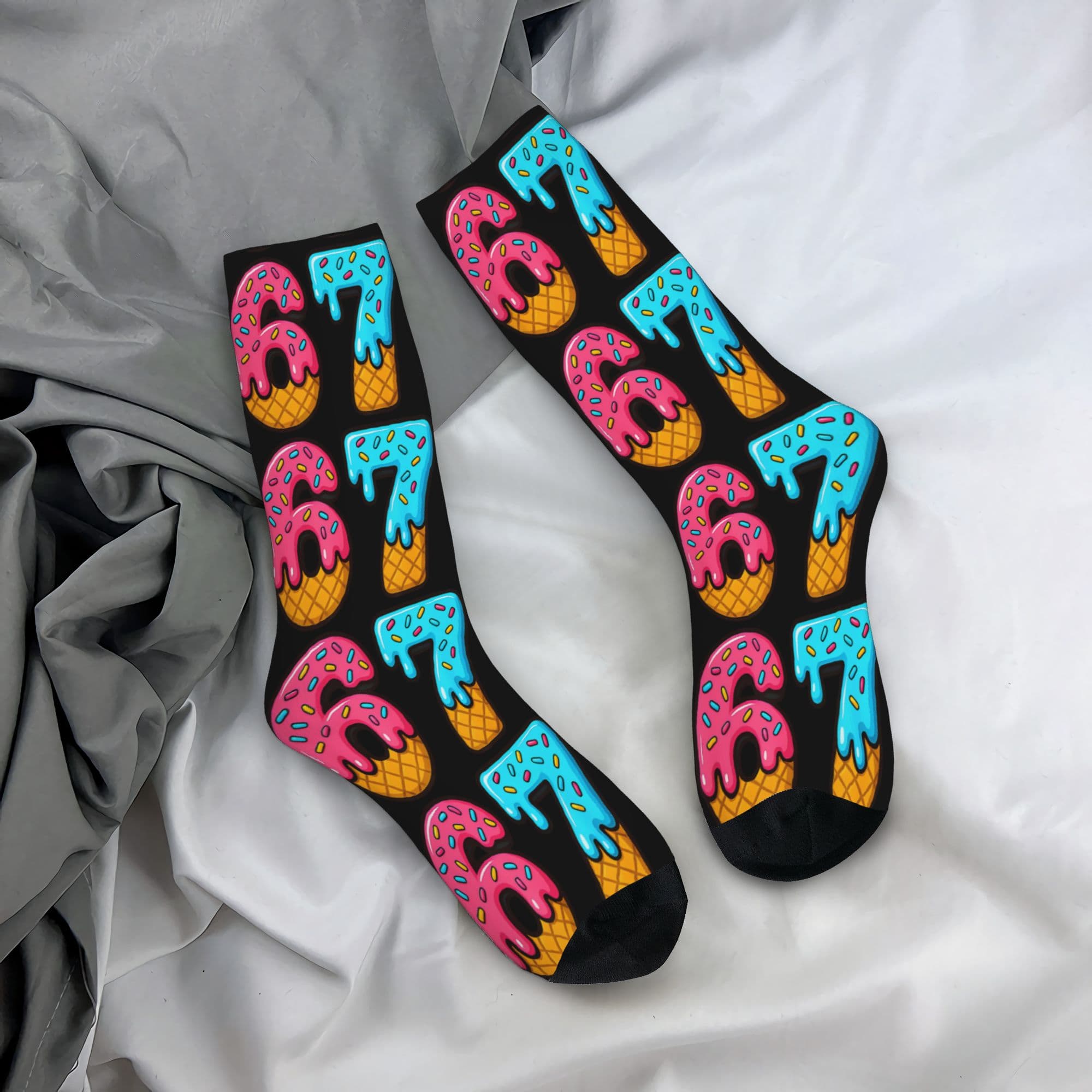 TEMU [comfortable Socks] 67/6 7/67 Weekend Socks, Casual Everyday Outdoor Wear Stylish Sports Socks, Trendy Men's And Women's Outerwear Socks