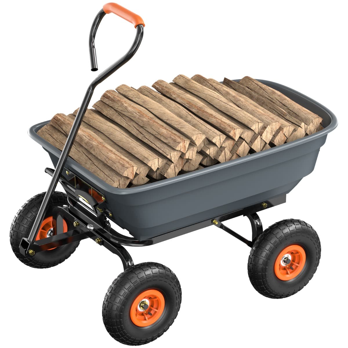 TEMU Bonnlo Heavy-duty 440lbs Garden Cargo Cart, Portable Garden Dumper With 2-in-1 Handle&4 Wheels, Large Capacity For Garden, Farm, Grocery, Poly Garden Dump Cart Wagon