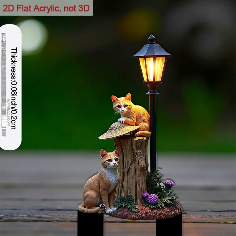 TEMU 2d Flat - 【2d Flat】 2d Flat - [2d Flat] 1pc 2d Flat Acrylic Ground Insert With Sharp Design 2 Cats A Elevates Outdoor Courtyards Decorations, For Flower Pot Ornaments