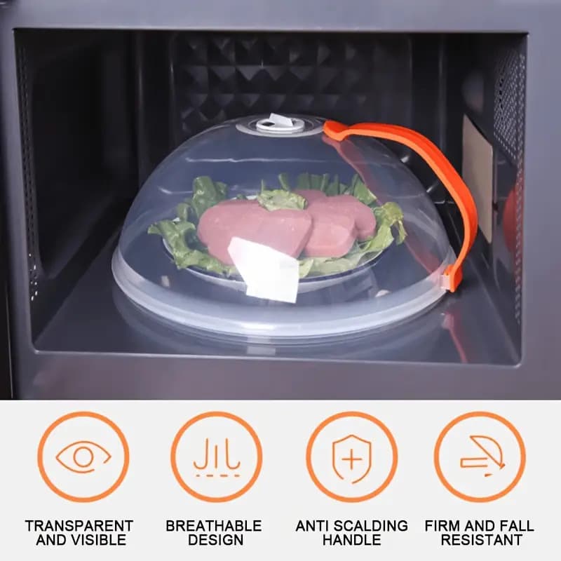 TEMU 1/2pcsmicrowave Splatter Cover Clear Transparent Pp Food Lid, Heat Resistant With Steam Vent & Handle, Reusable Anti Splash Cover For Kitchen Microwave Heating