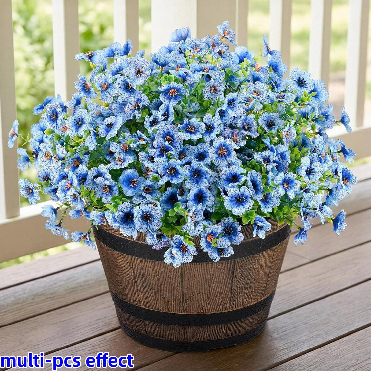 TEMU 105pcs Flowers 35pcs Artificial Flowers Fake Plants For Outdoor Spring Decoration, Silk Realistic Uv Resistant Faux Flowers For Outside Planter Porch Yard Patio Garden Home Indoor, Blue