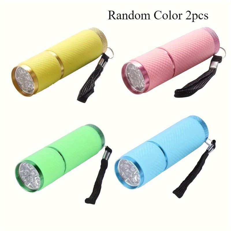TEMU Random Color 2pcs Compact 9-led Flashlight Portable Camping And Hiking Lighting Powered Batteries Durable Plastic Casing, Suitable For Night Expeditions (without Batteries)