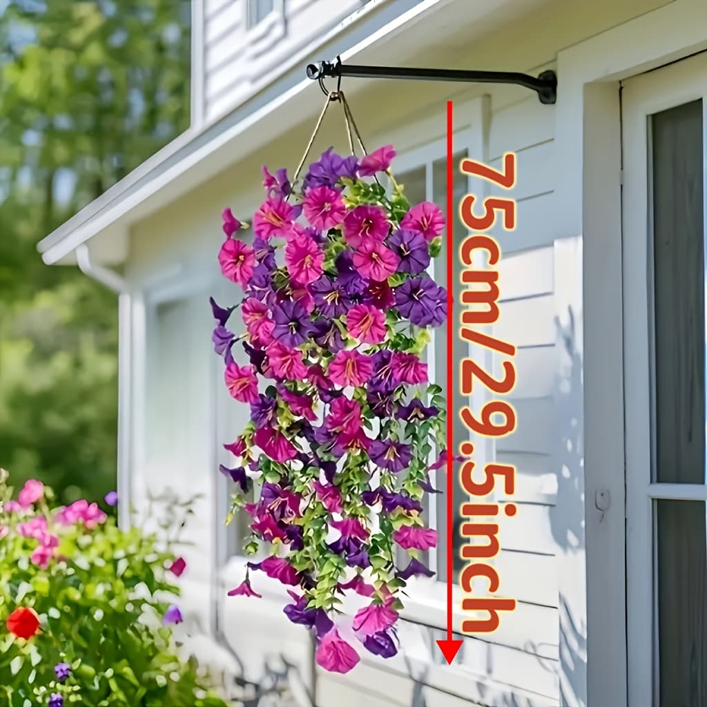 TEMU Purple And Fuchsia Artificial Flower Set Of - Fade-resistant, Perfect For Outdoor Garden, Patio, And Farmhouse Decor,