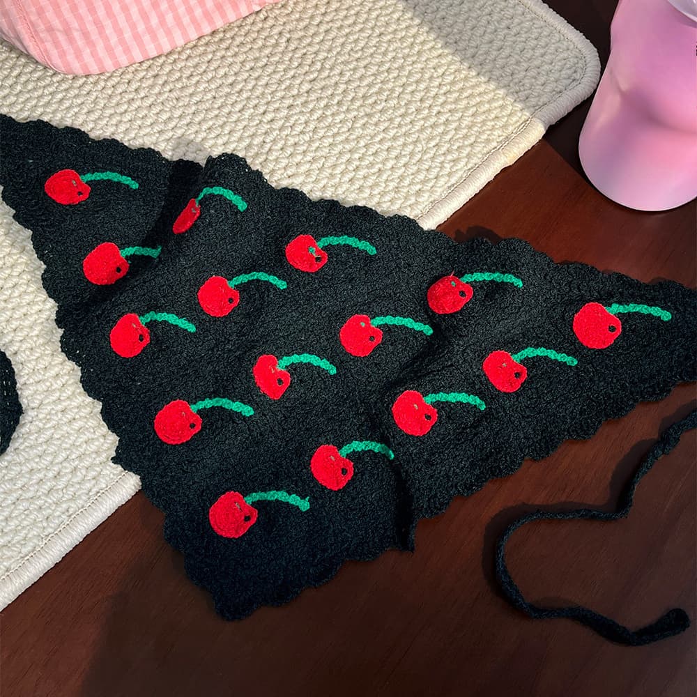 TEMU Strawberry Headscarf Hairband, Women's Summer Beach Lace Crochet Scarf Vintage Hair Wrap