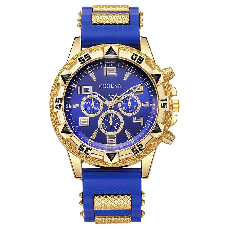 TEMU Chic And Fashionable Blue , Oversized Wristwatch, Sophisticated Yet Casual Quartz Watch For Men