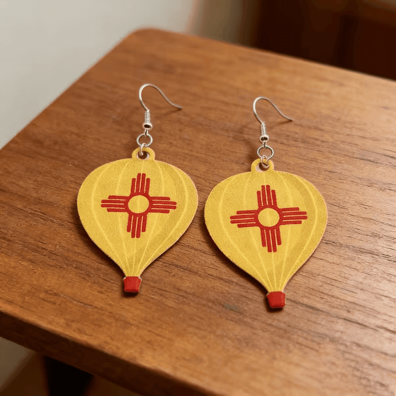 TEMU Acrylic Earrings Shaped Like Hot Air Balloons Featuring The , Lightweight Travel-themed Pendants