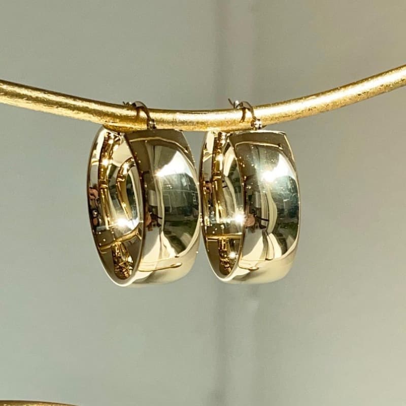 TEMU Vintage Copper Material Cuts Wide Shiny Surface Luminous Earrings For Women, Easy Bohemian Style Golden Hoop Earrings