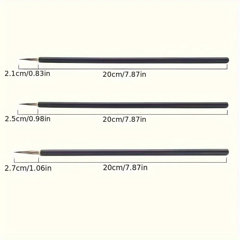 TEMU 3pcs/set Of Hook Brush, Chinese Painting Brush Tracing Flowers And Birds Thin Brush Hook Brush Fine Calligraphy Painting Brus