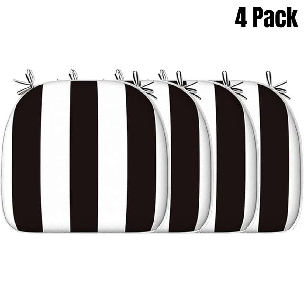 TEMU Outdoor Chair Cushions Set Of 1/2/4/6, Patio Seat Cushions D16xw17 With Ties, High Quality Chair Pads For Patio Furniture Garden Use, Black White Stripe