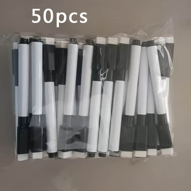 TEMU 50-pack Erase Markers With Eraser Caps, Mini Whiteboard And Chalkboard Markers, Portable, No Power Needed, Desk Organizer Box, Home And School Supplies, Desktop And Drawer Storage Box For