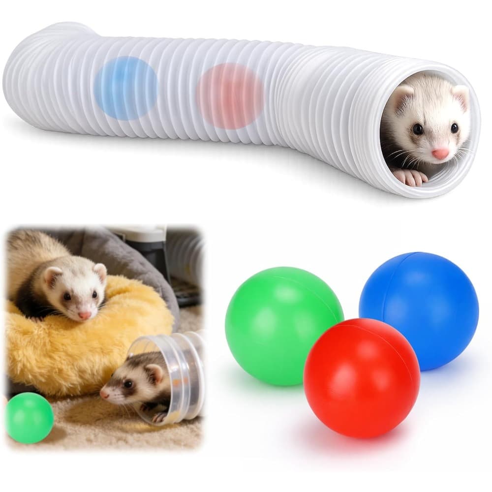 TEMU Ferret Toys With 3 Balls Inclueded, Lightweight Collapsible Tunnel Tube Accessories For , Guinea Pigs, Hamsters, Expandable Interactive Toys Supplies For Small Pets