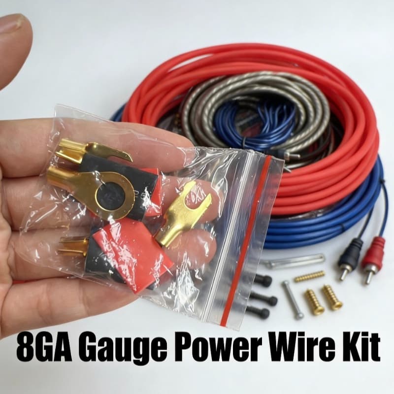 TEMU 8ga Car Audio Amplifier Wiring Kit High-performance Car Audio Wiring Kit, Suitable For Amplifiers, Ofc Copper Wire 8-range High-performance Car Audio Wiring Kit, Car , Without Battery