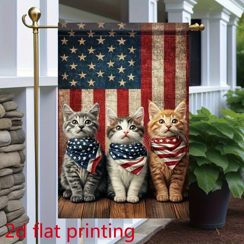TEMU 1pc, Polyester Material, Patriotic Garden Flag, Size 18x 12inch, Double Garden Flag, Lawn Flag, Outdoor Decoration , Home Decoration, Outdoor Decoration, Yard Decoration(flagpole Not Included).