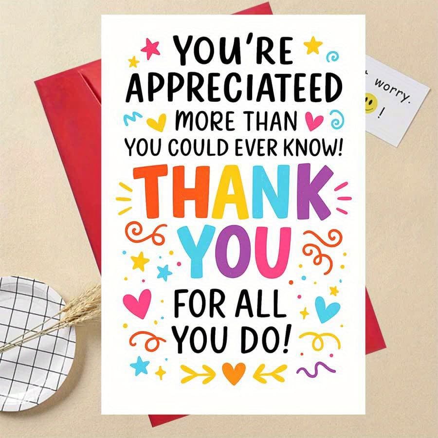 TEMU 1pcthank You Appreciation Card For Coworkers Gratitude Thanking Teachers Volunteers And Supporters