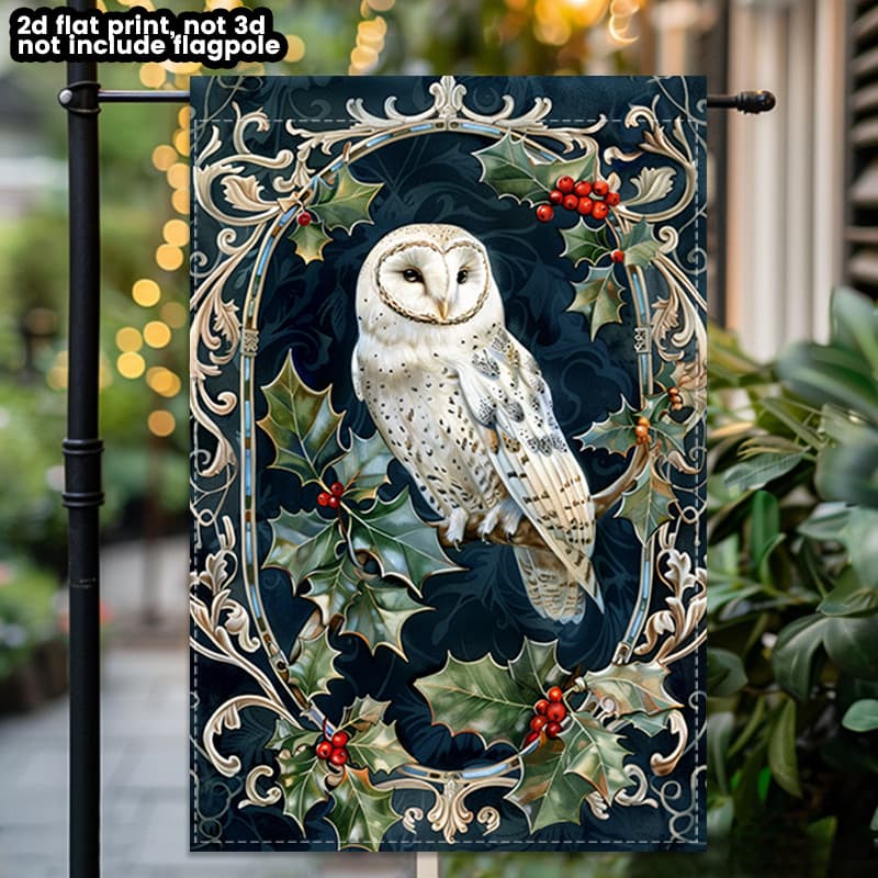 TEMU 2d Flat - 2d Flat - 1pc A Two-dimensional, Double-sided Garden Flag Featuring A Vintage With Holly And , Perfect For Holiday And Christmas Decorations