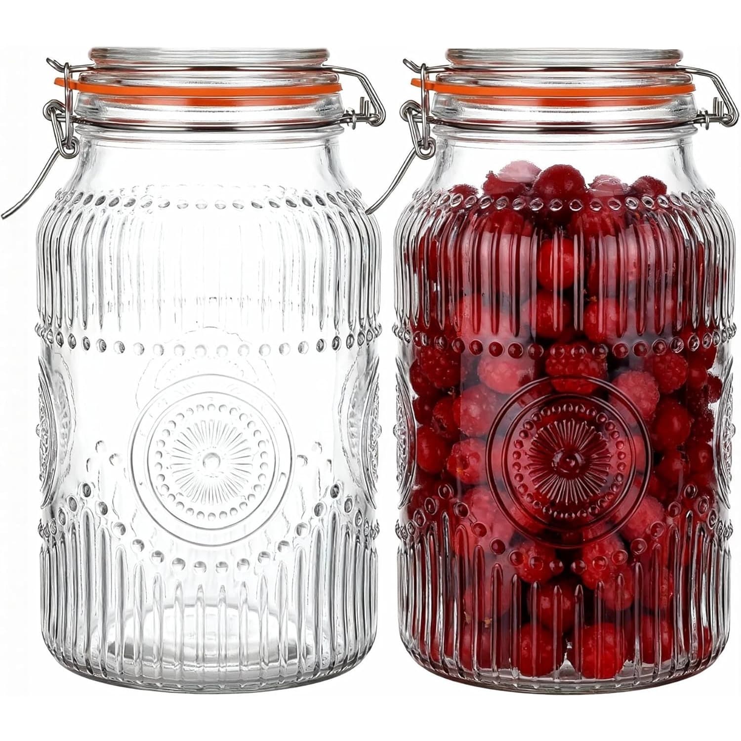 TEMU 2 Pack Wide Mouth Vintage Mason Jars With Airtight Lid - Canister Jars 1 Gallon (128oz) Each, Round Jars For Pantry Storage, Coffee, Sugar, Beans, - Airtight Seal For Freshness, Containers