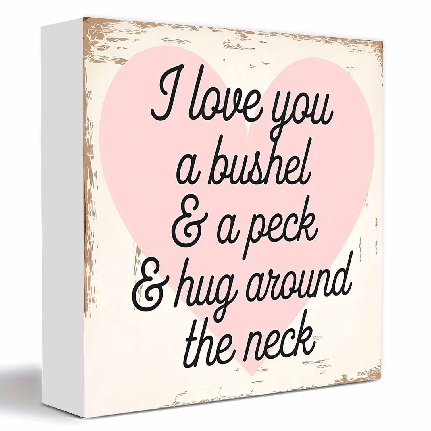 TEMU 1pc Wooden Decorative Sign, I Love You A And A Peck Sign, 5x5 Inch Wood Plaque, Valentines Day Decor, Farmhouse Style Tiered Tray Decor, Shelf Decor, Perfect Gift For Home Decor, Office Decor