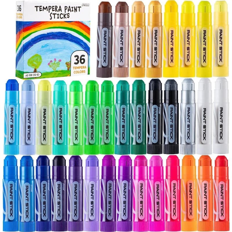 TEMU 36 Colors Washable Tempera Paint Sticks Suitable For Artists, Quick-drying Low-temp Tubes, No-mess Washable Art Supplies For &, For, Birthday, Valentine', Easter Gifts