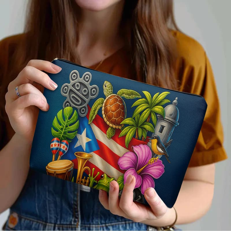 TEMU Cosmetic Bag 1pc, Puerto , Lightweight Zipper Design Toiletry Bag, Suitable For Travel And Daily Use Multifunctional Storage Bag For Stationery
