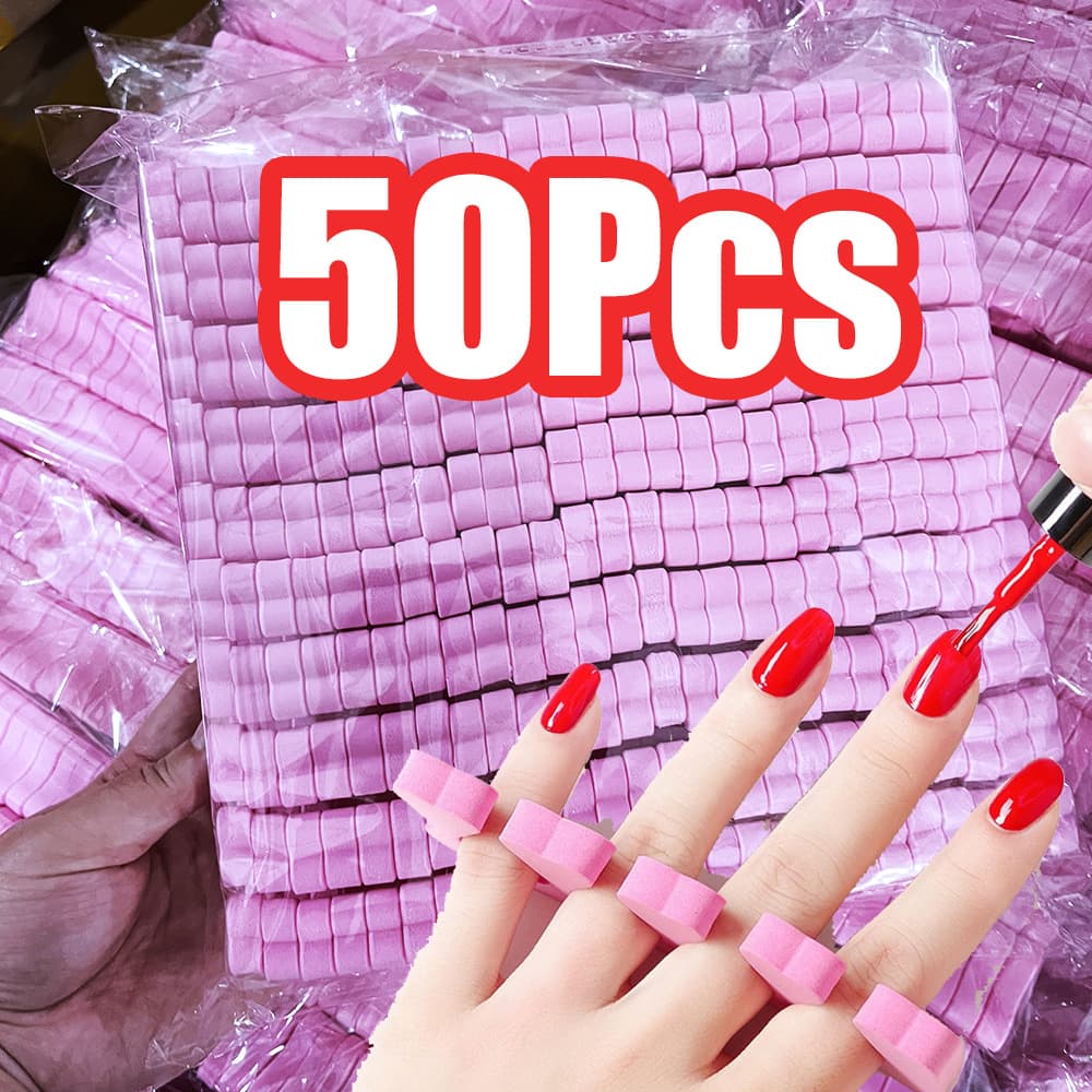 TEMU 50pcs Nail Art Fingers Toe Separators Nail Tool Soft Sponge Feet Care Toe Separators Bulk Manicure Pedicure Separators Tool 10x3.2cm