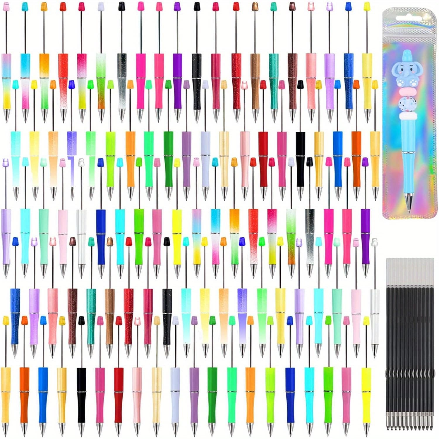 TEMU Bulk Beaded Pens, 150pcs Beaded Pen Kit Includes 50 Beaded Pens, 50 Ink Cartridges, 50 Pen Cases, Black Ink, Beaded Pens, Suitable For Students And Gift Making