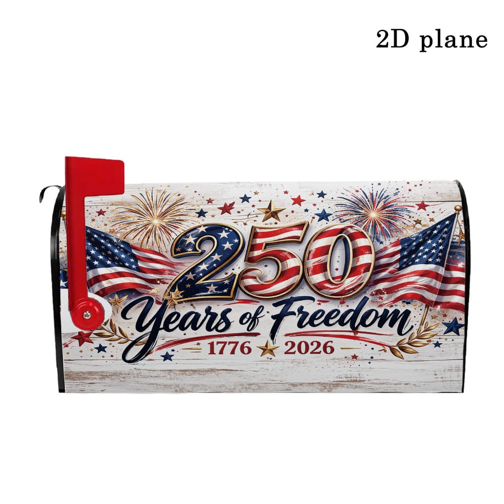 TEMU 2d Flat 1pc, July 4th Patriotic Theme Mailbox Cover, Standard Size 21x18 Inch Magnetic Mailbox Cover, American Flag Fireworks Garden Yard Outdoor Decoration