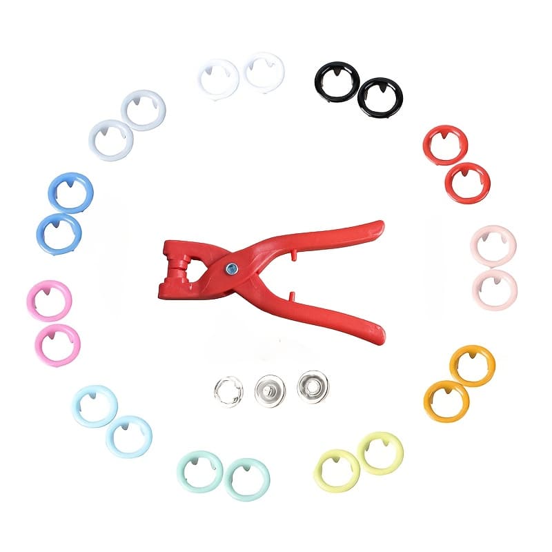 TEMU 201 Colorful Durable Metal Snap Buttons Tool Kit Manual Press Pliers Suitable For Crafts Clothing Hat Bag Sewing Supplies, Beginners And Professionals, Quick Release Snap Buttons