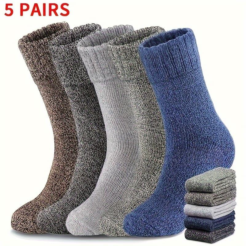 TEMU 5-pair Men's And Women's Socks, Unisex Thermal Socks For Men And Women, Winter Socks For Men And Women, Thick Boot Socks For Hiking, Christmas Gift For Men And Women, Gift Socks For Men And Women