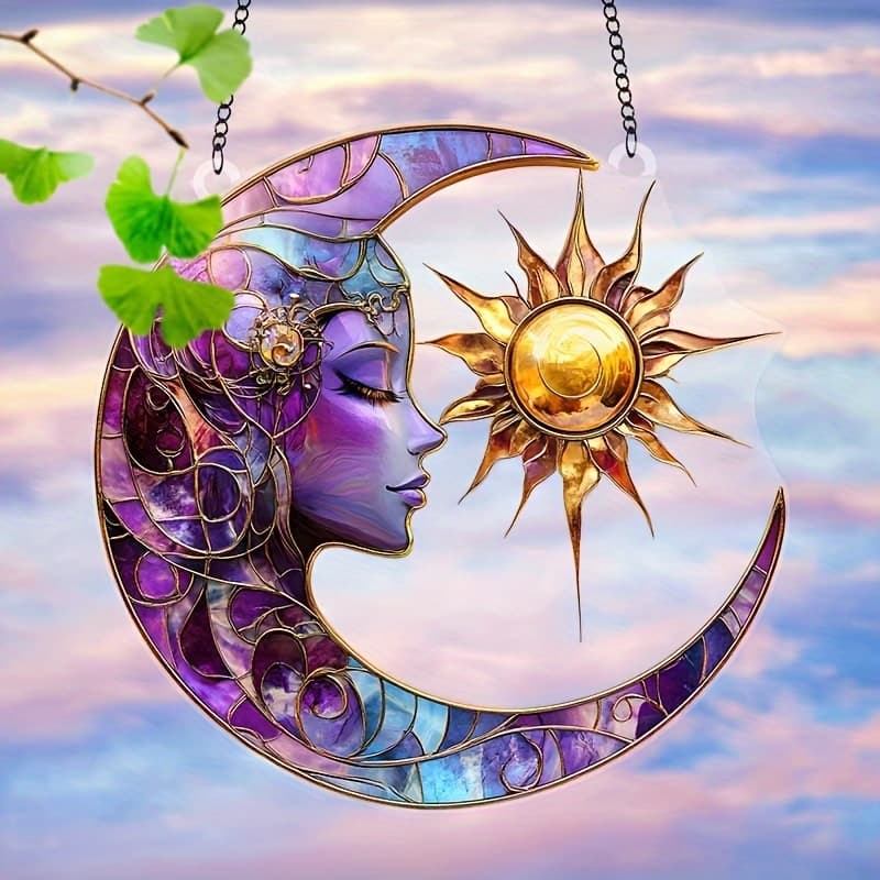 TEMU 2d Flat, 2d Panel- Vibrant Sun And Moon In 2d Design- 8"x8" Acrylic Decoration, Perfect For Colorful Wall Art In Homes, Offices, And Gardens- An Ideal Birthday Gift For Women And Sisters, 2d Flat