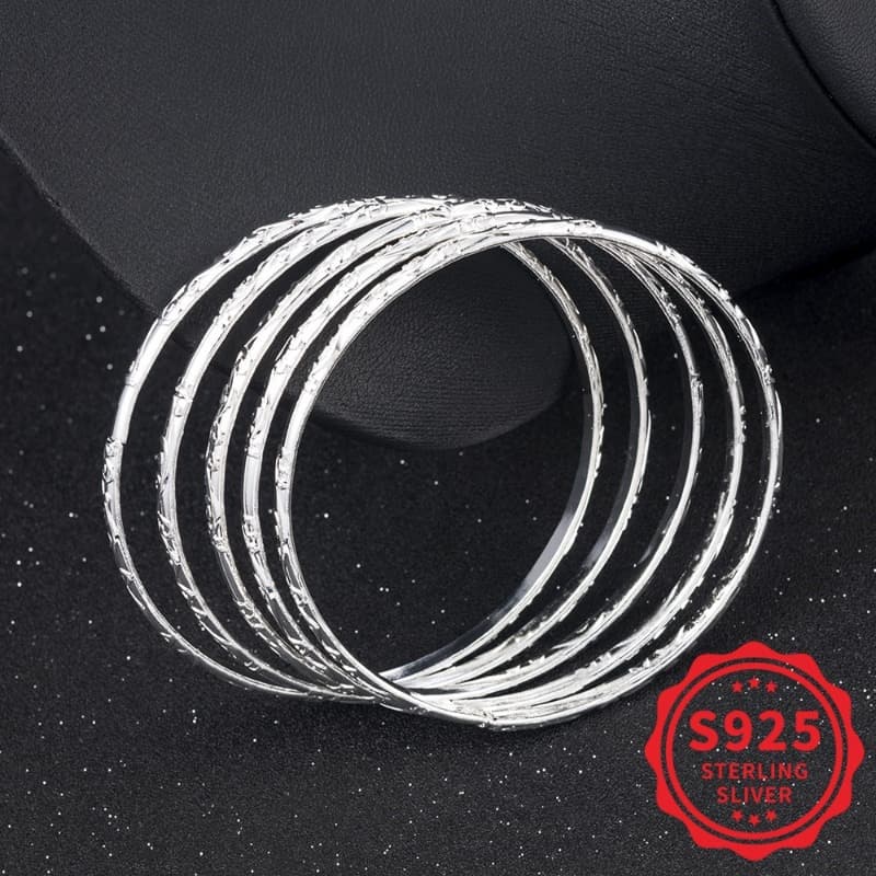 TEMU 5pcs Set Of 925 Sterling Silvery Geometric Bracelet, Women's Accessories, Suitable For Daily Wear, Not Easy To Allergies, Gift