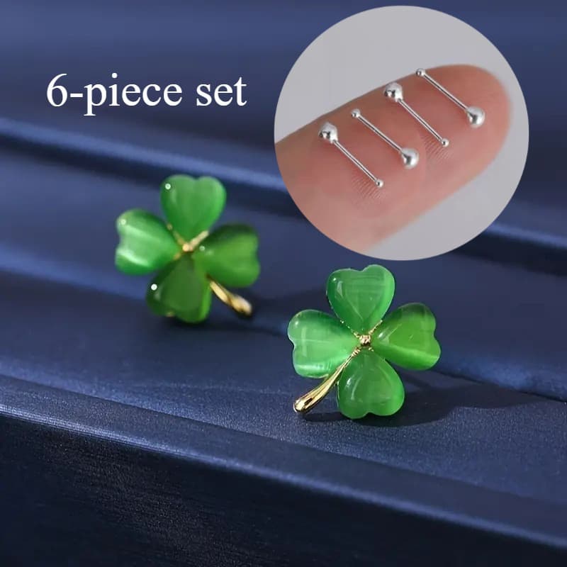 TEMU 6pcs Creative And Unique Women's Earrings With Anti Allergy Earrings, Exquisite Clover Design, Fashionable And Classic Earrings For Women - Suitable For Daily Wear And Valentine's Day Gifts