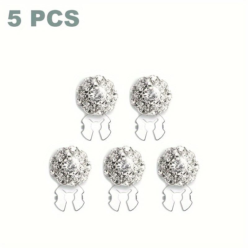 TEMU Set Of 5 Button Covers Designed For Women, Featuring Crystal Embellishments. Detachable Clip-on Button Covers Add A Touch Of To Clothing, Including Dress Suits And Tuxedos
