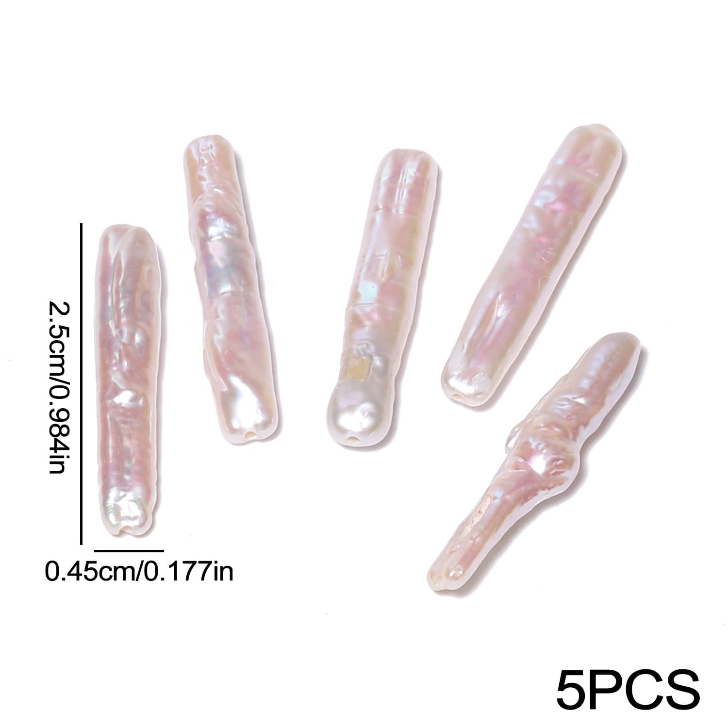 TEMU 4. 5x25mm Aaa+ Baroque White Beads Loose Columns For Jewelry Crafting Women's Handmade Bracelets And Necklaces