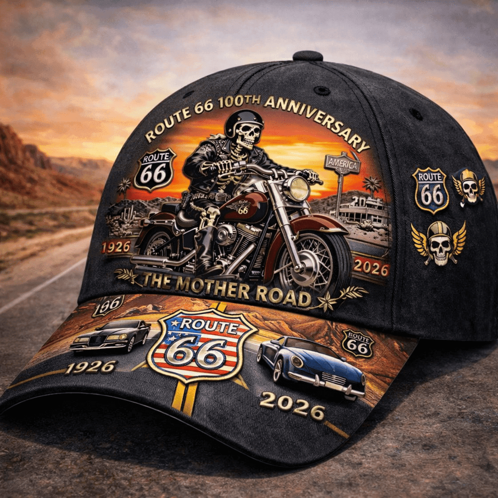 TEMU Baseball For & - Commemorative (1926-2026) Retro Biker With Iconic Highway Shield, & Trip Gift Suitable For Road Trips, Mardi Gras, Themed Events