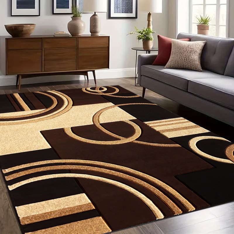 TEMU 1pc Modern Abstract Rug 31x20inch/ 78x50cm Geometric Swirl Machine Washable Non-slip Area Rug For Living Room Bedroom Bathroom Bedside Indoor Outdoor Entryway Doormat Home Decor