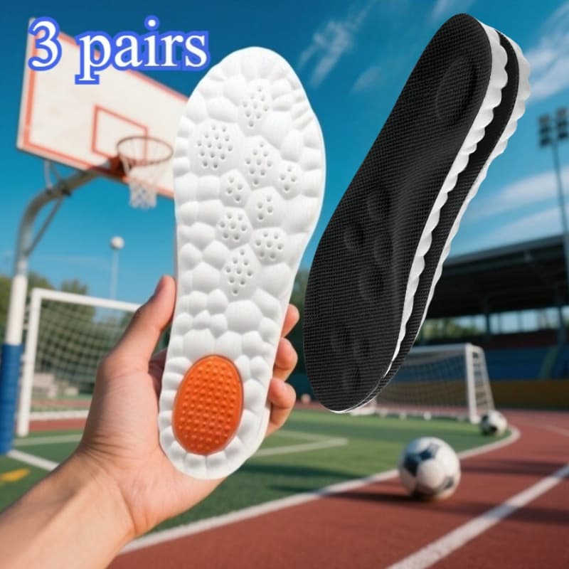 TEMU 3-pack Cushion Shock-absorbing Insoles, Unisex Sports High Sweat-absorbing Breathable Arch Massage Comfortable Shoe Pads