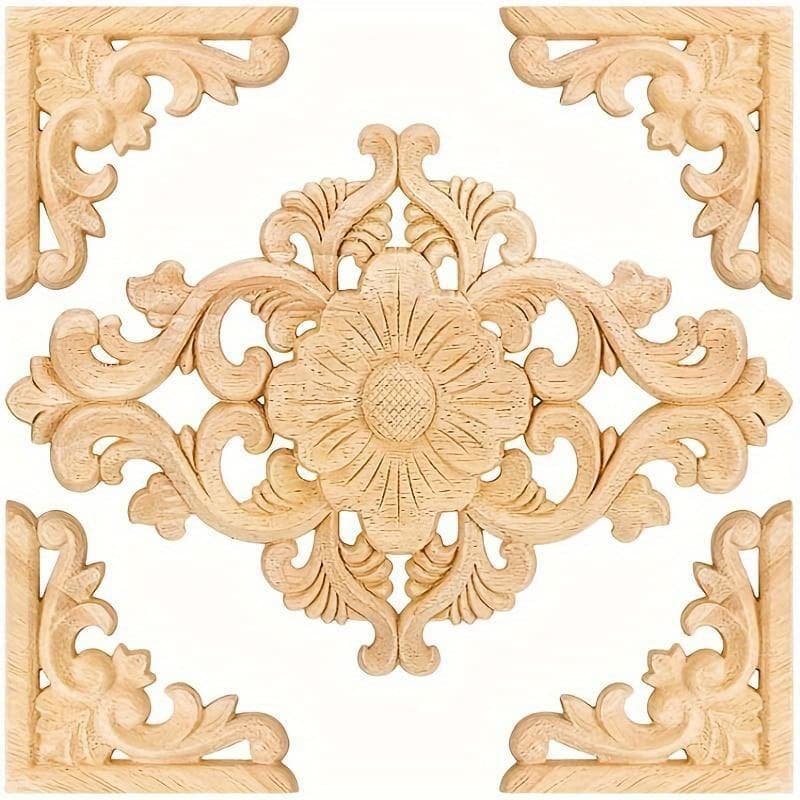 TEMU 5/10pcs Wood Appliques Decorative Carved Onlays, Wooden Carved Appliques Decoration For Wood Furniture, Wood Carving Decals For Wall Cupboard Door Bed Cabinet Home Project