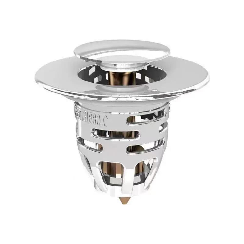 TEMU 1pc Heavy-duty Stainless Steel Sink Stopper With Anti-clogging Hair Basket - Push-type Pop-up Drain Plug, Fit For 1/8" To 1-1/16" (3.38-3.99cm) Drains, Leak-proof For Sinks