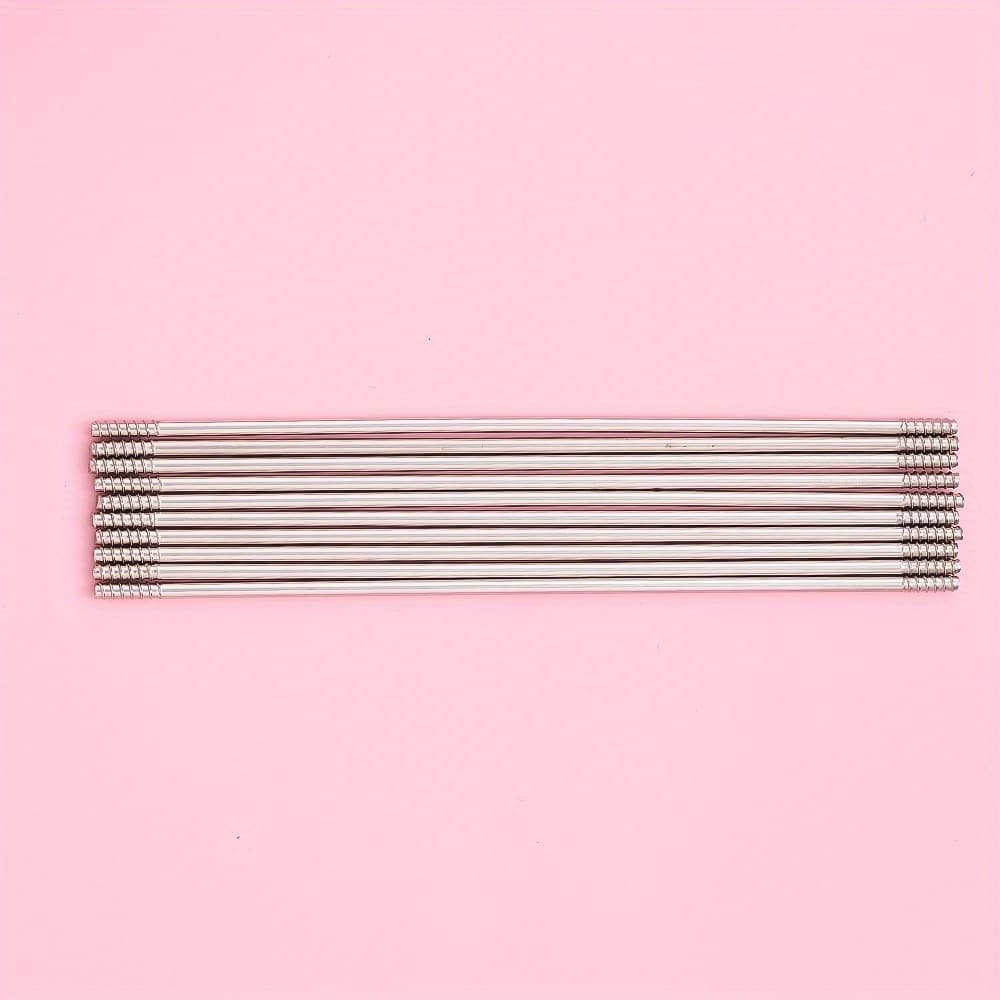 TEMU 10pcs 9.7/11.7cm Stainless Steel Extension Rods For Diy Pens, Diy Focusing Pen Beading Needles With Sliding Bead Heads, Precision Crafting Accessories For Jewelry Making