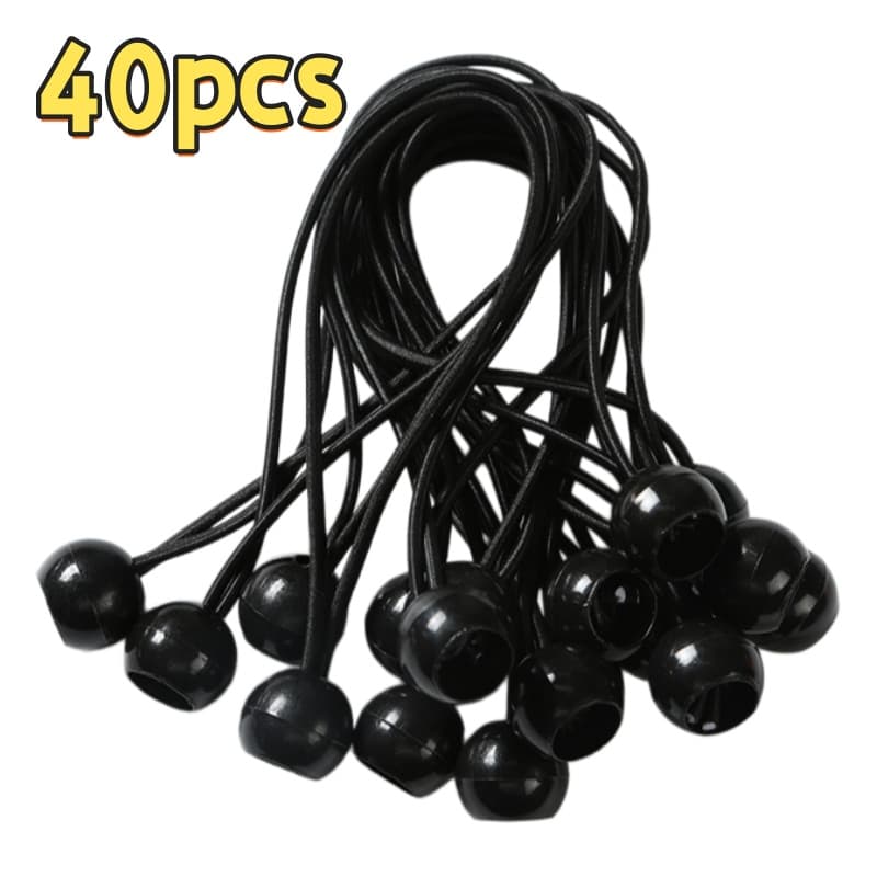 TEMU 40pcs Heavy Duty Bungee Cords With Plastic Balls, Ideal For Securing Camping Tents, Trampolines, And Beach Nets. In Black, Perfect For Christmas, Thanksgiving, And Valentine's Day