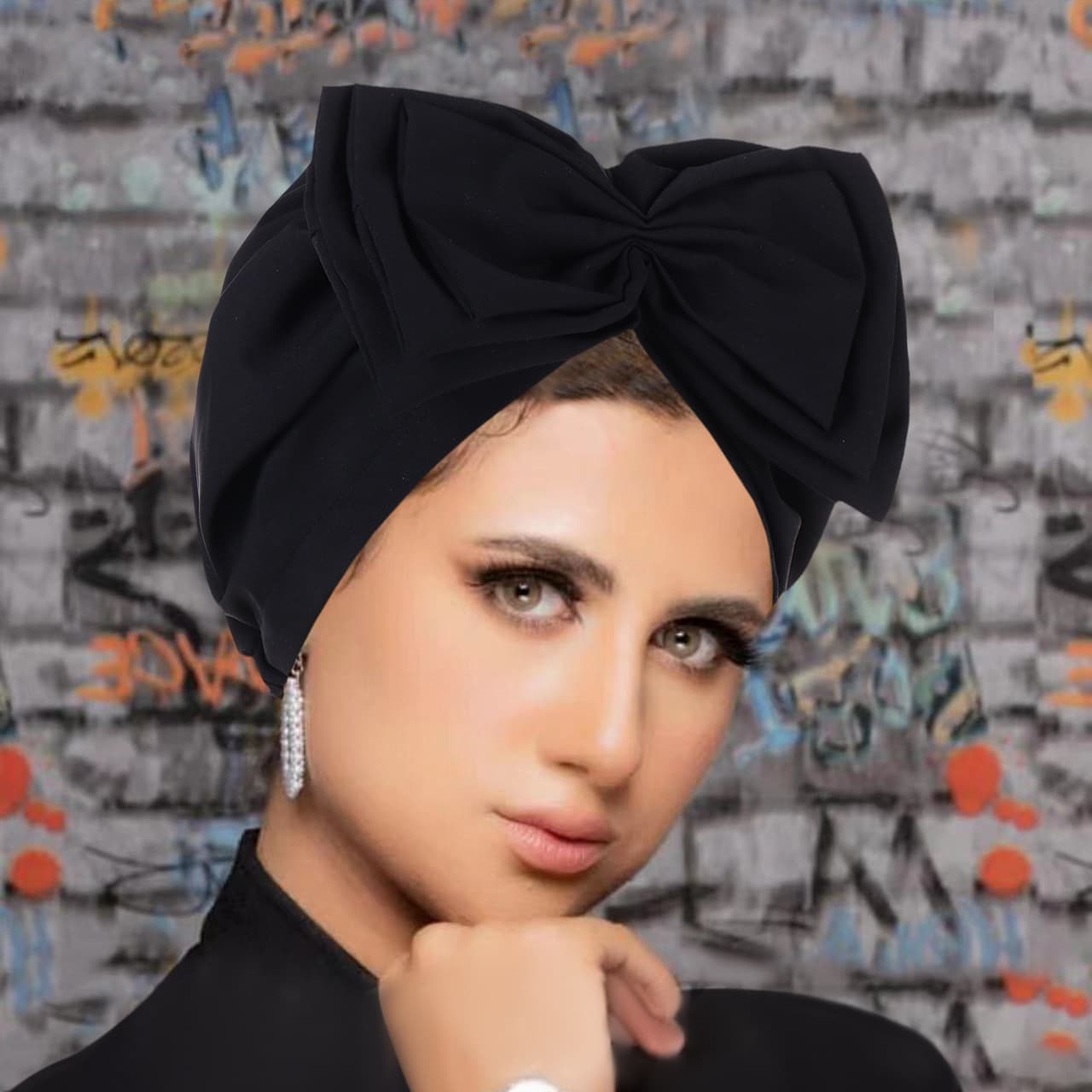 TEMU New Solid-color Bow Headscarf Hat For Women Hand-sewn Bow, Versatile Pullover Hat For Women, Perfect For Ramadan And Everyday Styling As A Headscarf Accessory