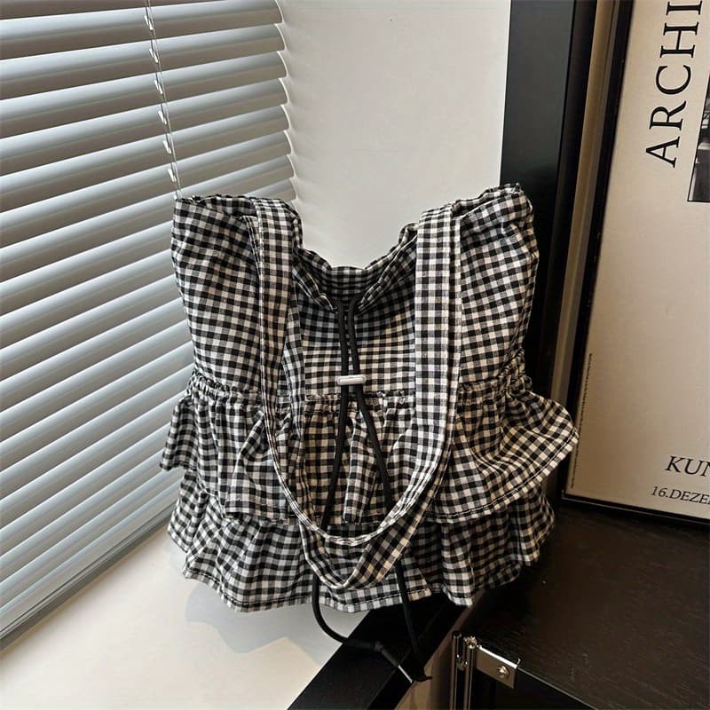 TEMU Casual Handbag With A Spacious Design, Featuring A Drawstring Closure, Perfect For Travel, Shopping, And Daily Use