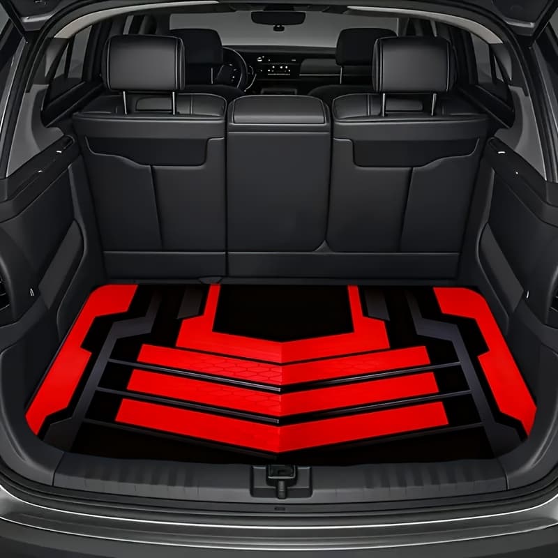 TEMU 2d Flat Printing Red And Style Car Trunk Pad, Design Adds A Sense Of Trend To The Rear Of The Car, Adds Color To The Rear Of The Car, Elements Guard The Rear Of The Car, Truck And Suv, 2d Flat