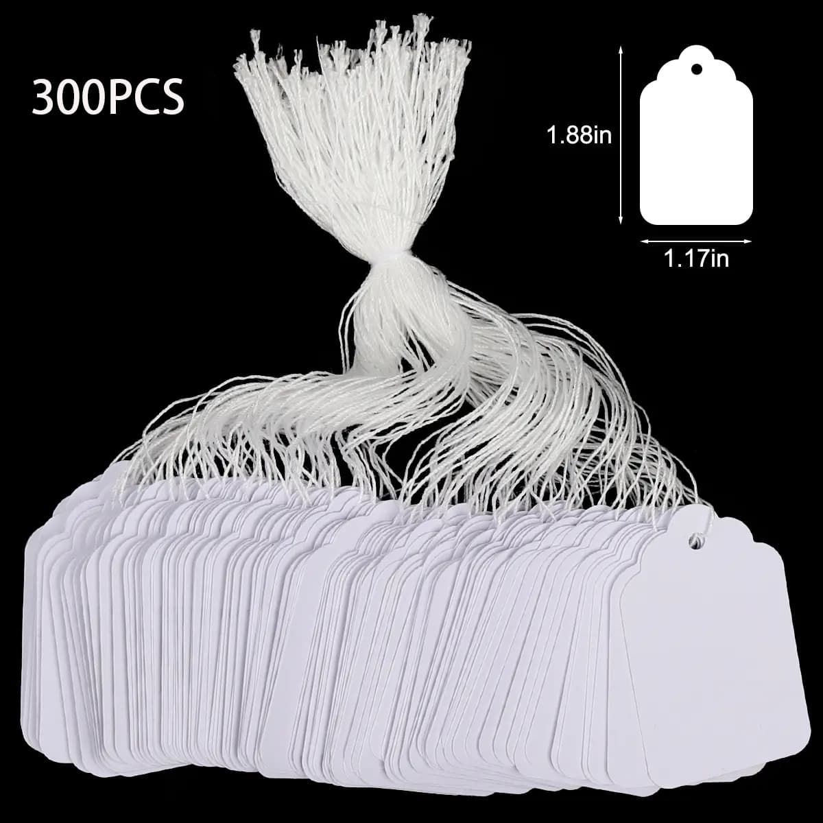 TEMU 300pcs Of Price Tags With Strings, White Labels For Marking Merchandise, Hang Tags Suitable For Pricing Gifts, Jewelry, Clothing, And Yard Or Garage Supplies