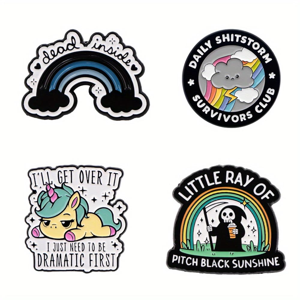 TEMU 4pcs/set Cute Lapel Enamel Pins And Brooches Badge Pins For Backpacks Bags Backpack Decoration Gifts Accessories